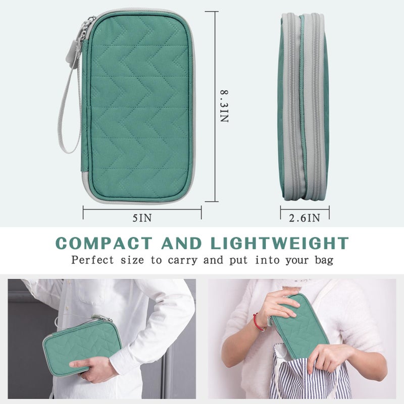 FYY Electronic Organizer  Travel Cable Organizer Bag Pouch Electronic Accessories Carry Case Portable Waterproof Double Layers All-in-One Storage Bag for Cable  Cord  Charger  Phone -Pattern Green(M) - Image 2